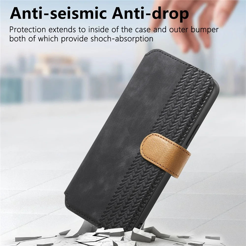 For Samsung Galaxy S26 Ultra Case Wallet Retro Leather Phone Cover with Wristband Kickstand - Black - 5