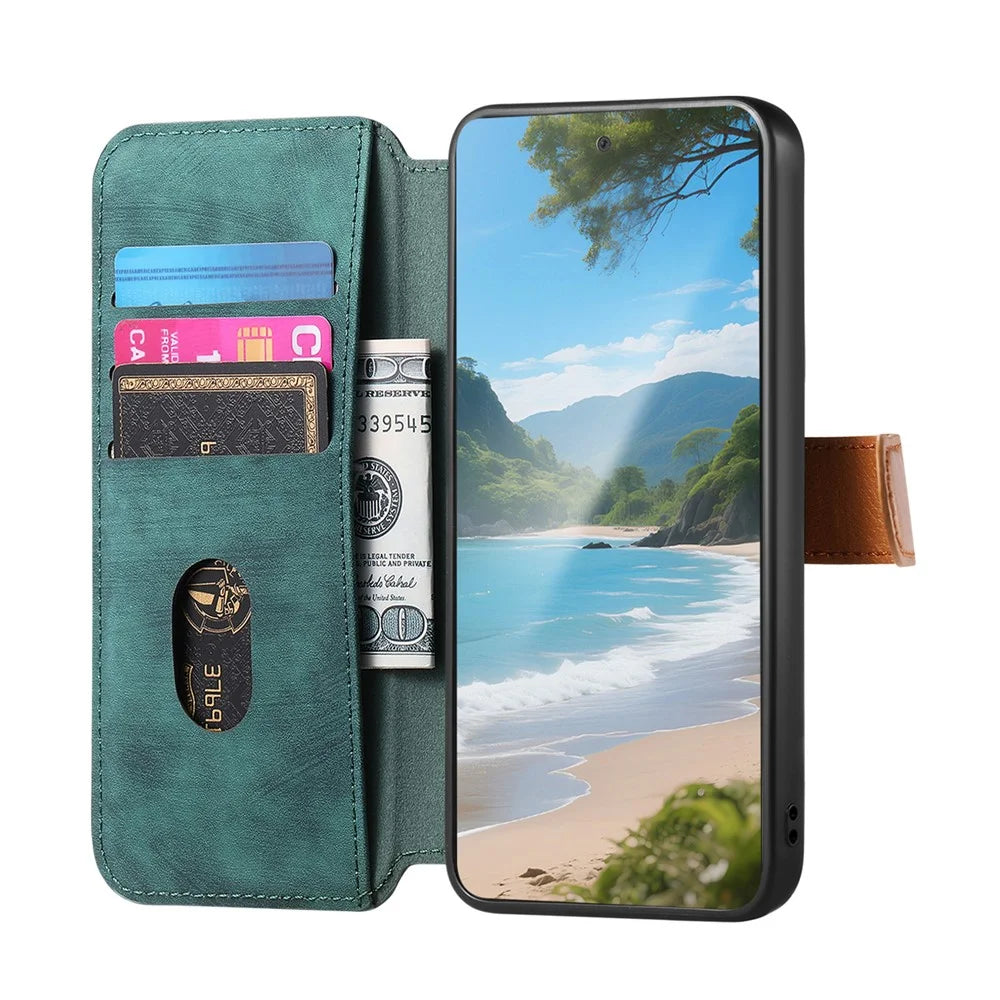For Samsung Galaxy A06 4G Case Wallet Retro Leather Phone Cover with Wristband Kickstand - Green - 2