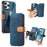 For iPhone 14 Pro Case Wallet Retro Leather Phone Cover with Wristband Kickstand - Blue - 1