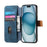 For iPhone 14 Pro Case Wallet Retro Leather Phone Cover with Wristband Kickstand - Blue - 2