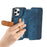 For iPhone 14 Pro Case Wallet Retro Leather Phone Cover with Wristband Kickstand - Blue - 4