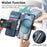 For iPhone 14 Pro Case Wallet Retro Leather Phone Cover with Wristband Kickstand - Blue - 6