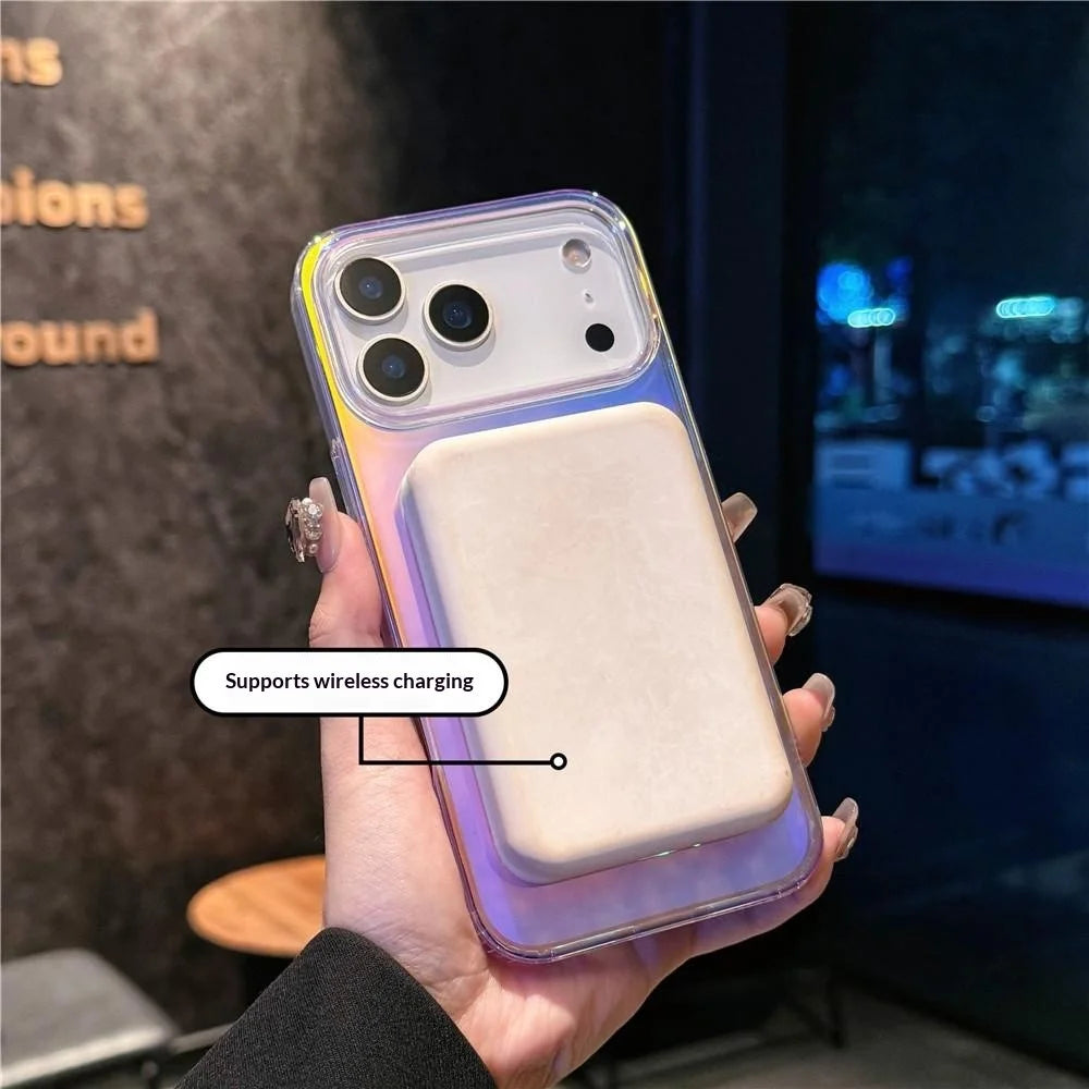 For iPhone 17 Pro Magnetic Case Compatible with MagSafe TPU + PC Laser Gradient Color Changing Phone Cover - Laser / Glossy Surface - 5