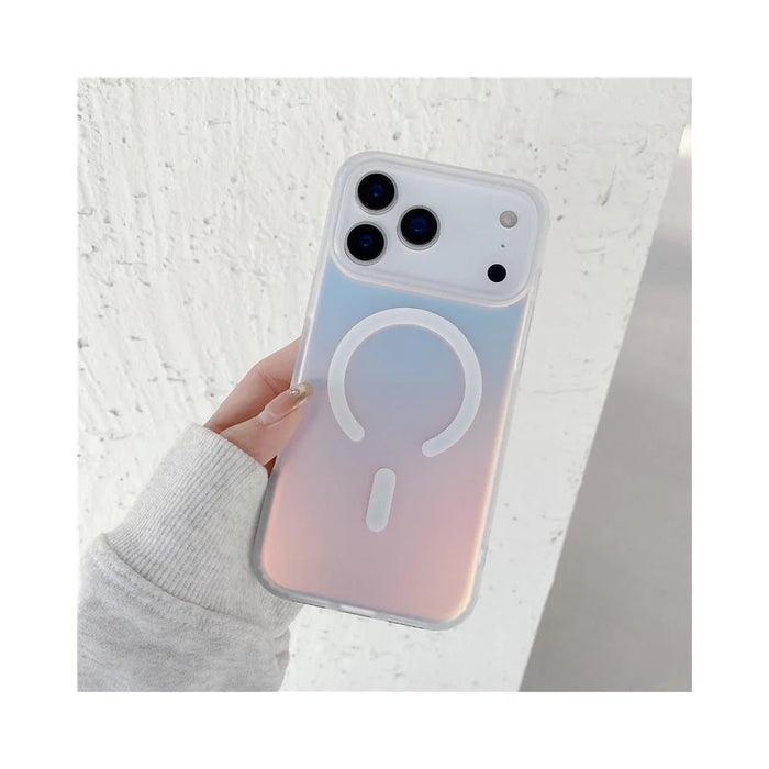 For iPhone 17 Pro Max Magnetic Case Compatible with MagSafe TPU + PC Laser Gradient Color Changing Phone Cover - Matte Surface - 7