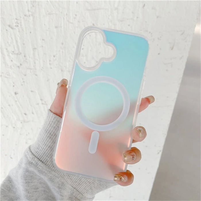 For iPhone 17 Magnetic Case Compatible with MagSafe TPU + PC Laser Gradient Color Changing Phone Cover - Matte - 2