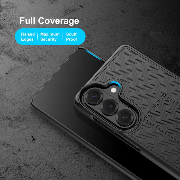 For Samsung Galaxy S26 Case PC + TPU Sliding Screen Cover Kickstand Phone Shell with Clip - Black - 4