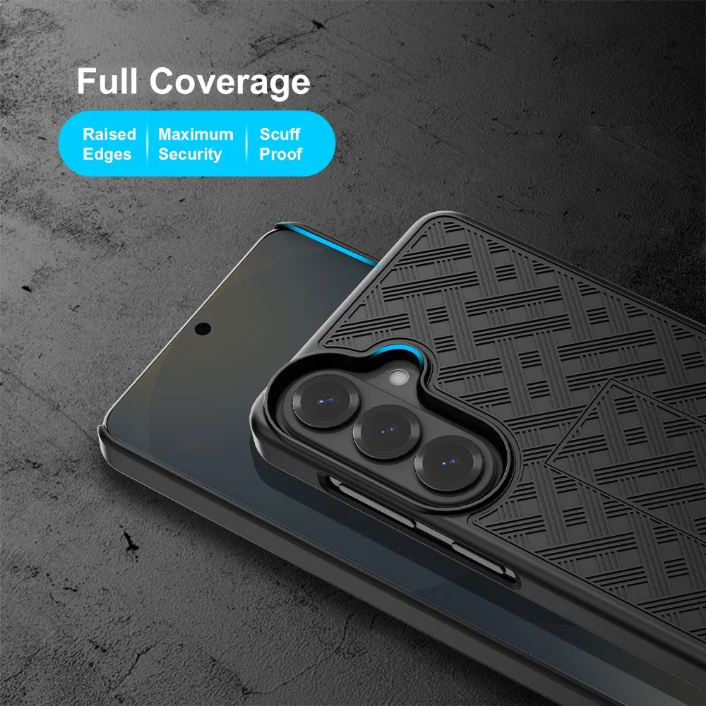 For Samsung Galaxy S26+ Case PC + TPU Sliding Screen Cover Kickstand Phone Shell with Clip - Black - 4
