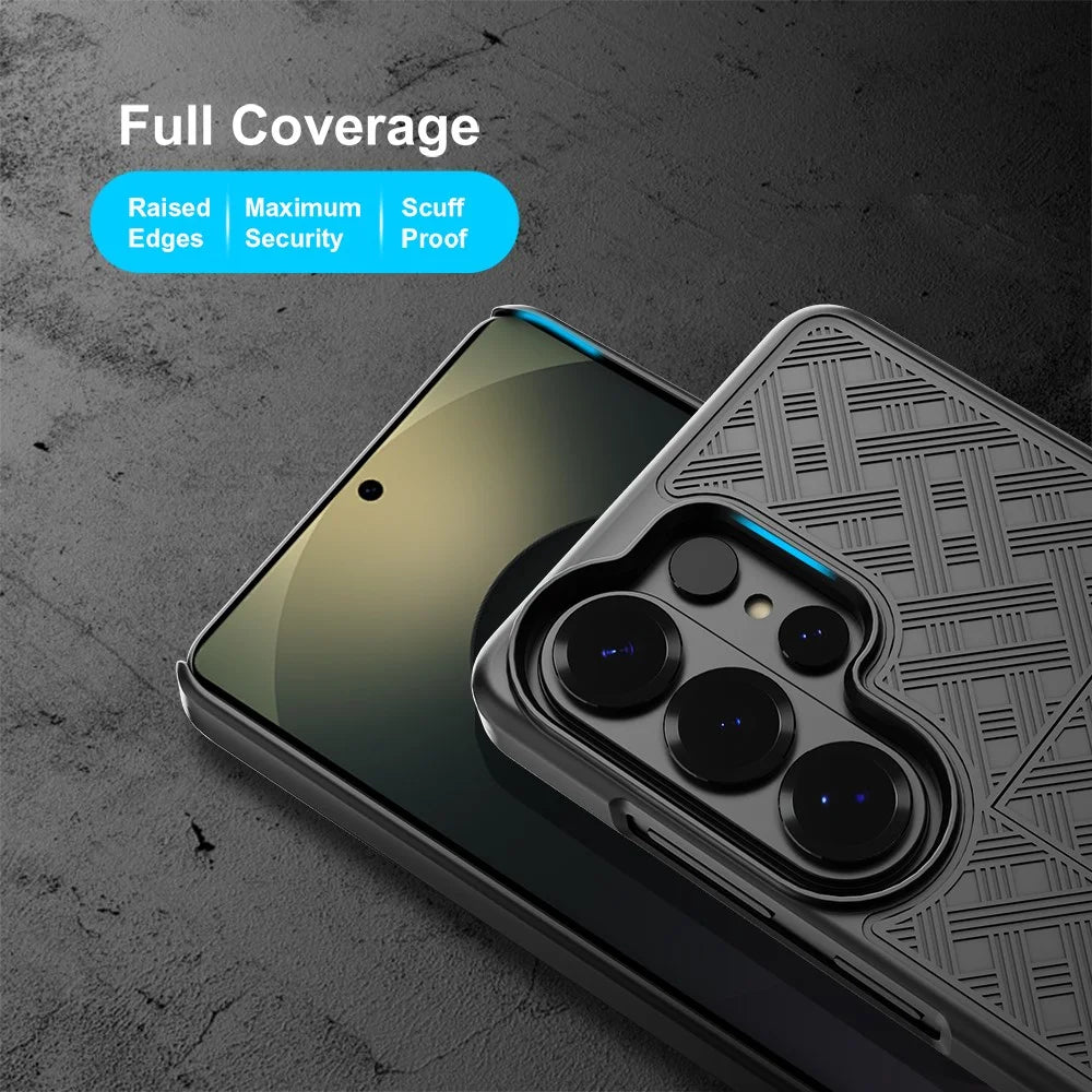 For Samsung Galaxy S26 Ultra Case PC + TPU Sliding Screen Cover Kickstand Phone Shell with Clip - Black - 4