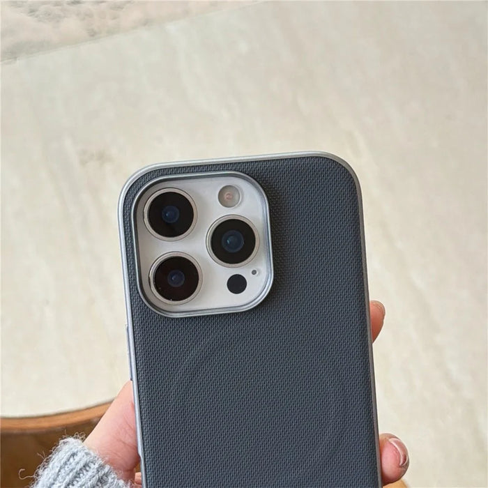 For iPhone 16 Pro Max Magnetic Case Fine Grid Texture Leather + PC + TPU Phone Cover - Dark Blue - 6