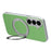 For Samsung Galaxy S26+ Magnetic Case Ring Kickstand Fine Grid Texture Leather + PC + TPU Phone Cover - Green - 4