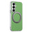 For Samsung Galaxy S26 Magnetic Case Ring Kickstand Fine Grid Texture Leather + PC + TPU Phone Cover - Green - 1