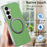 For Samsung Galaxy S26 Magnetic Case Ring Kickstand Fine Grid Texture Leather + PC + TPU Phone Cover - Green - 7