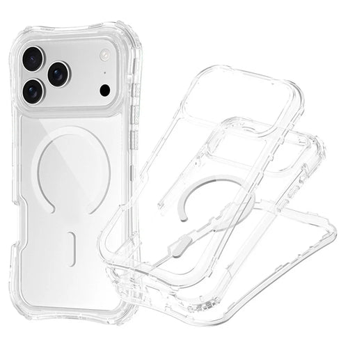 For iPhone 17 Pro Magnetic Case Compatible with MagSafe PC + TPU 3 in 1 Drop-proof Clear Phone Cover - Transparent - 1
