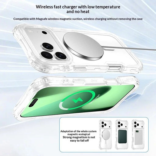 For iPhone 17 Pro Magnetic Case Compatible with MagSafe PC + TPU 3 in 1 Drop-proof Clear Phone Cover - Transparent - 2