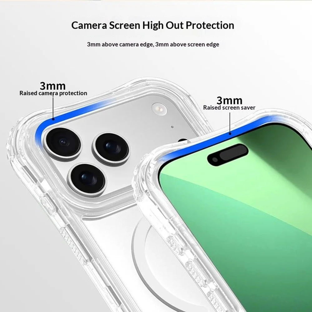 For iPhone 17 Pro Magnetic Case Compatible with MagSafe PC + TPU 3 in 1 Drop-proof Clear Phone Cover - Transparent - 5