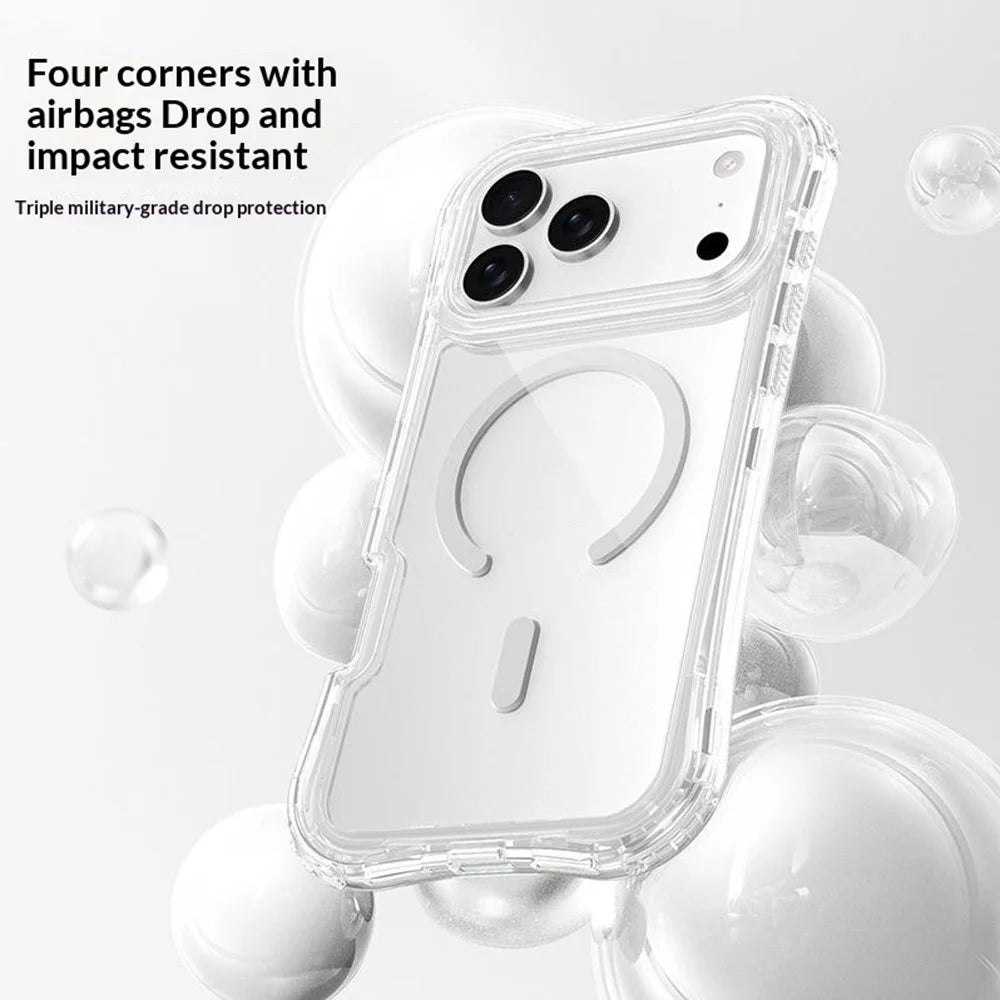 For iPhone 17 Pro Max Magnetic Case Compatible with MagSafe PC + TPU 3 in 1 Drop-proof Clear Phone Cover - Transparent - 4