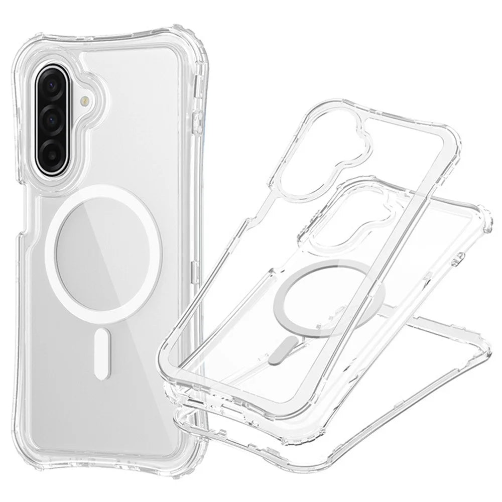 For Samsung Galaxy S26 Magnetic Case PC + TPU 3 in 1 Drop-proof Clear Phone Cover - Transparent - 1