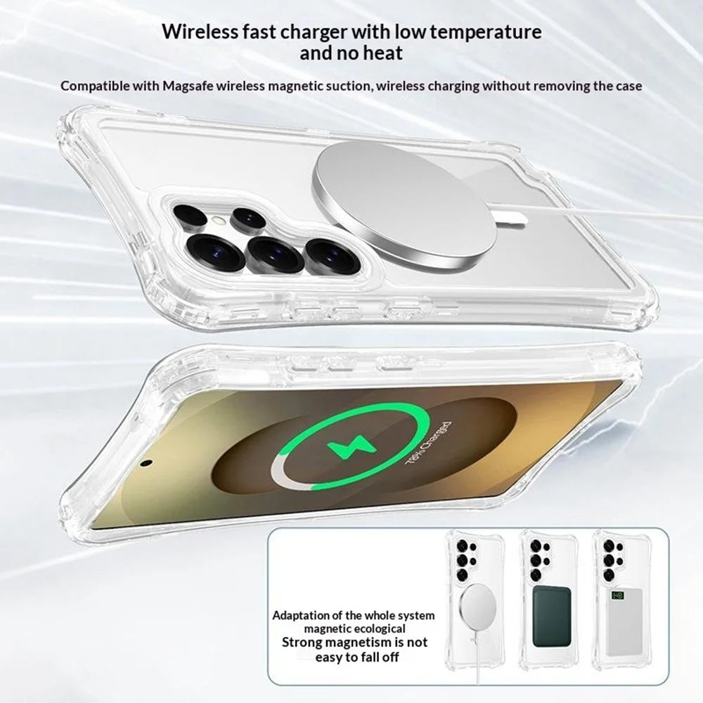 For Samsung Galaxy S26 Ultra Magnetic Case PC + TPU 3 in 1 Drop-proof Clear Phone Cover - Transparent - 2