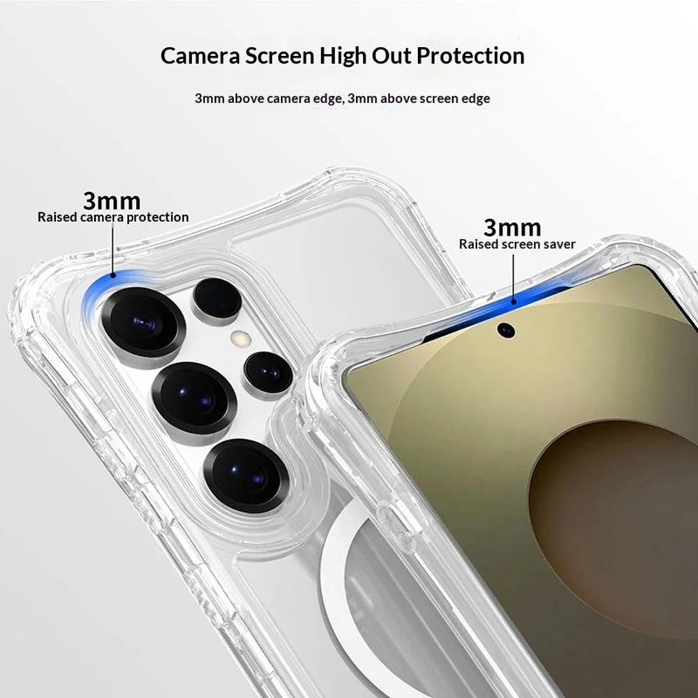 For Samsung Galaxy S26 Ultra Magnetic Case PC + TPU 3 in 1 Drop-proof Clear Phone Cover - Transparent - 5