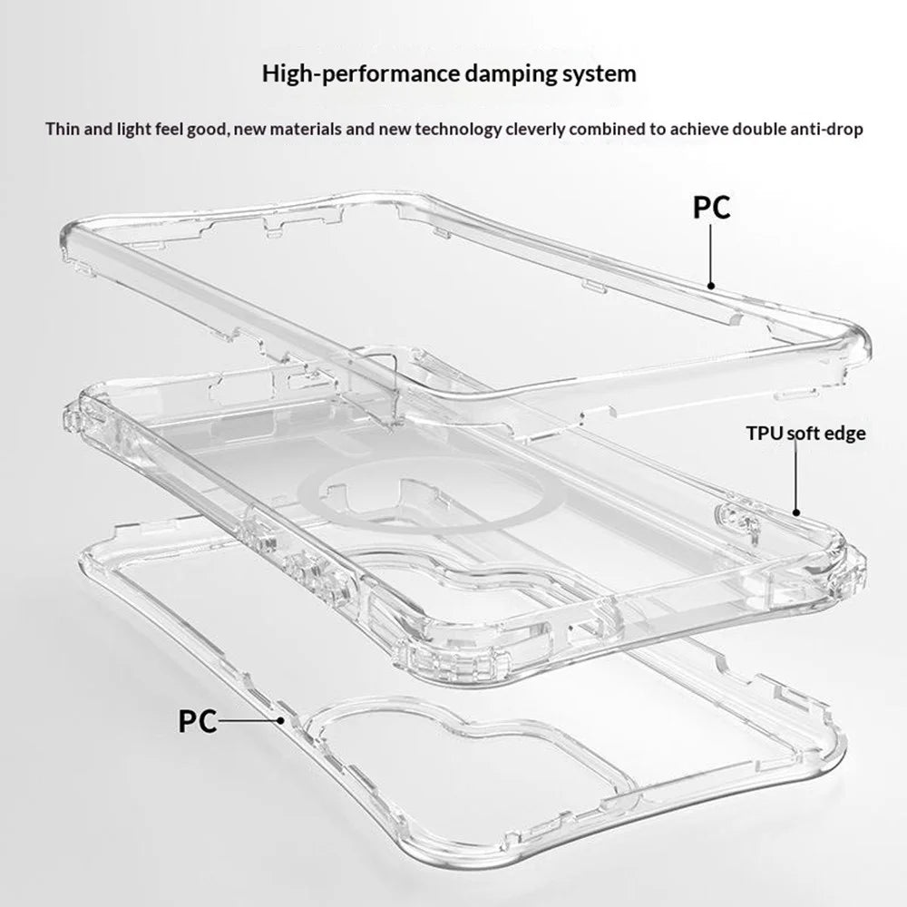 For Samsung Galaxy S26 Ultra Magnetic Case PC + TPU 3 in 1 Drop-proof Clear Phone Cover - Transparent - 6