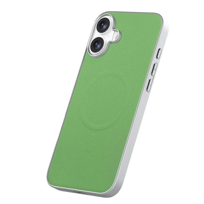 For iPhone 17 Magnetic Case Fine Grid Texture Leather + PC + TPU Phone Cover - Green - 2
