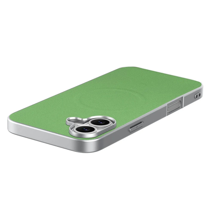 For iPhone 17 Magnetic Case Fine Grid Texture Leather + PC + TPU Phone Cover - Green - 4