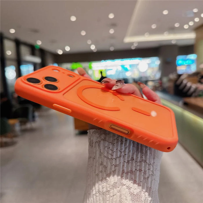 For iPhone 17 Pro Max Magnetic Case Compatible with MagSafe PC + TPU Shockproof Phone Cover (Precise Lens Cutouts) - Orange - 3