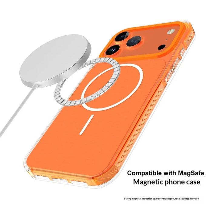For iPhone 17 Pro Magnetic Case  PC + TPU Skin Touch IMD Phone Cover with PC Lens Frame - Orange - 3