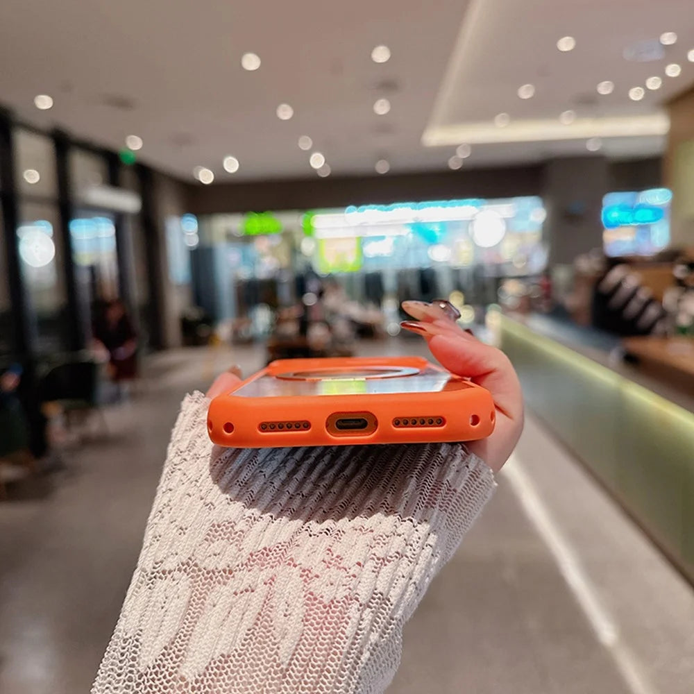 For iPhone 17 Pro Max Magnetic Case PC + TPU Ring Kickstand Phone Cover (Precise Lens Cutouts) - Orange - 6