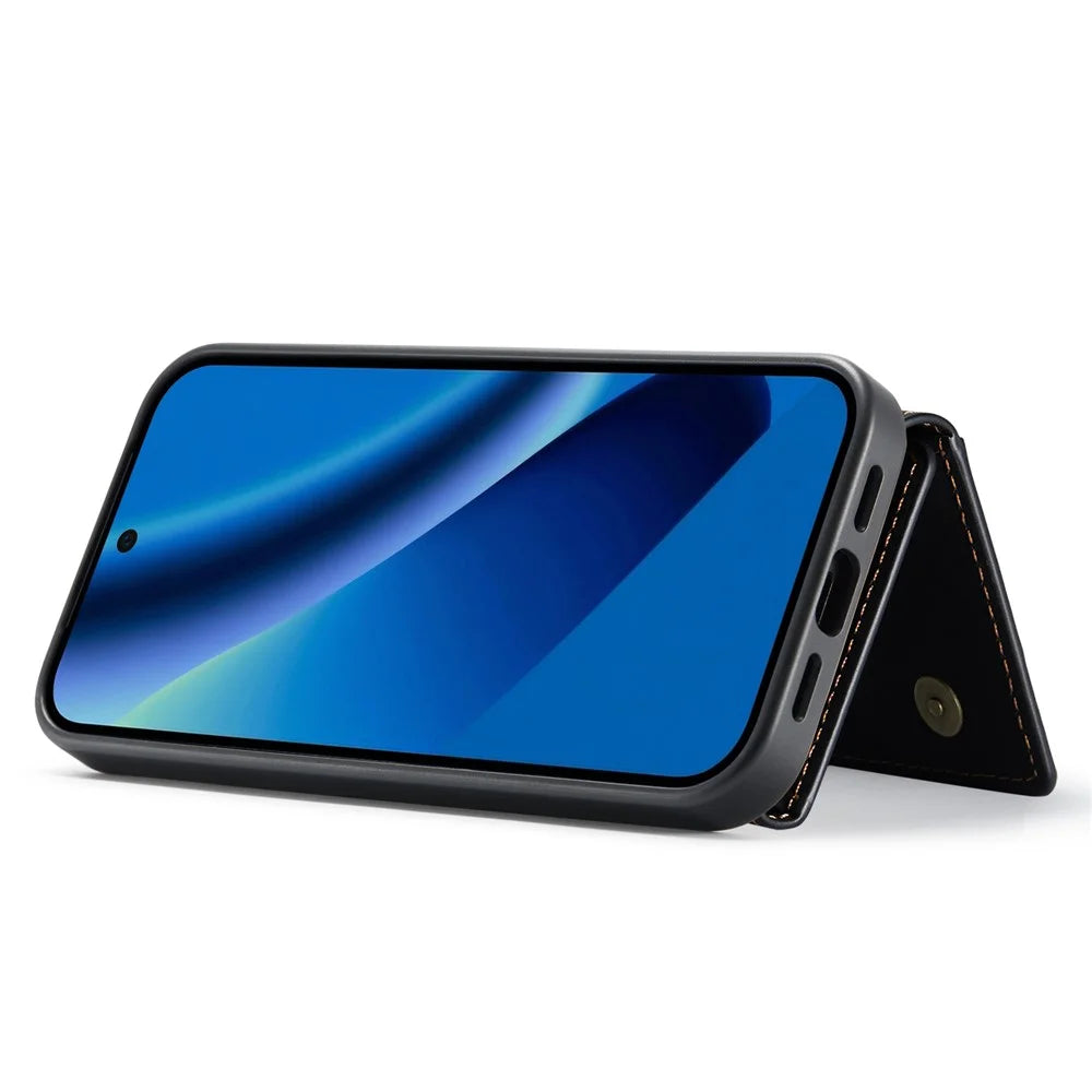 DG.MING M2 Series for Google Pixel 10a Magnetic Case PU + PC + TPU Phone Cover Detachable Wallet Kickstand - Black - 4