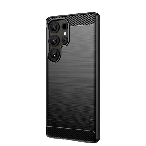 MOFI For Samsung Galaxy S26 Ultra Back Cover  Brushed Texture Carbon Fiber Soft TPU Case - Black - 1