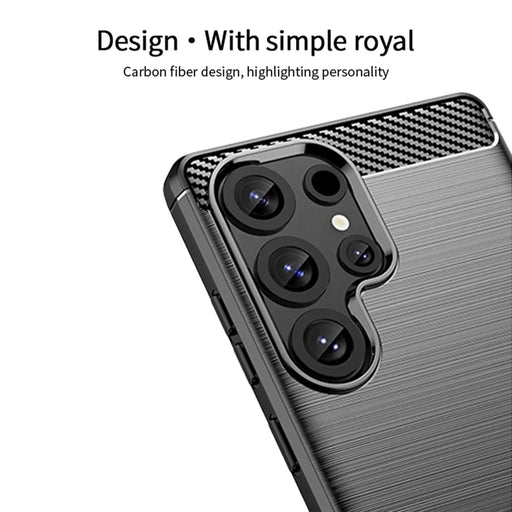 MOFI For Samsung Galaxy S26 Ultra Back Cover  Brushed Texture Carbon Fiber Soft TPU Case - Black - 2