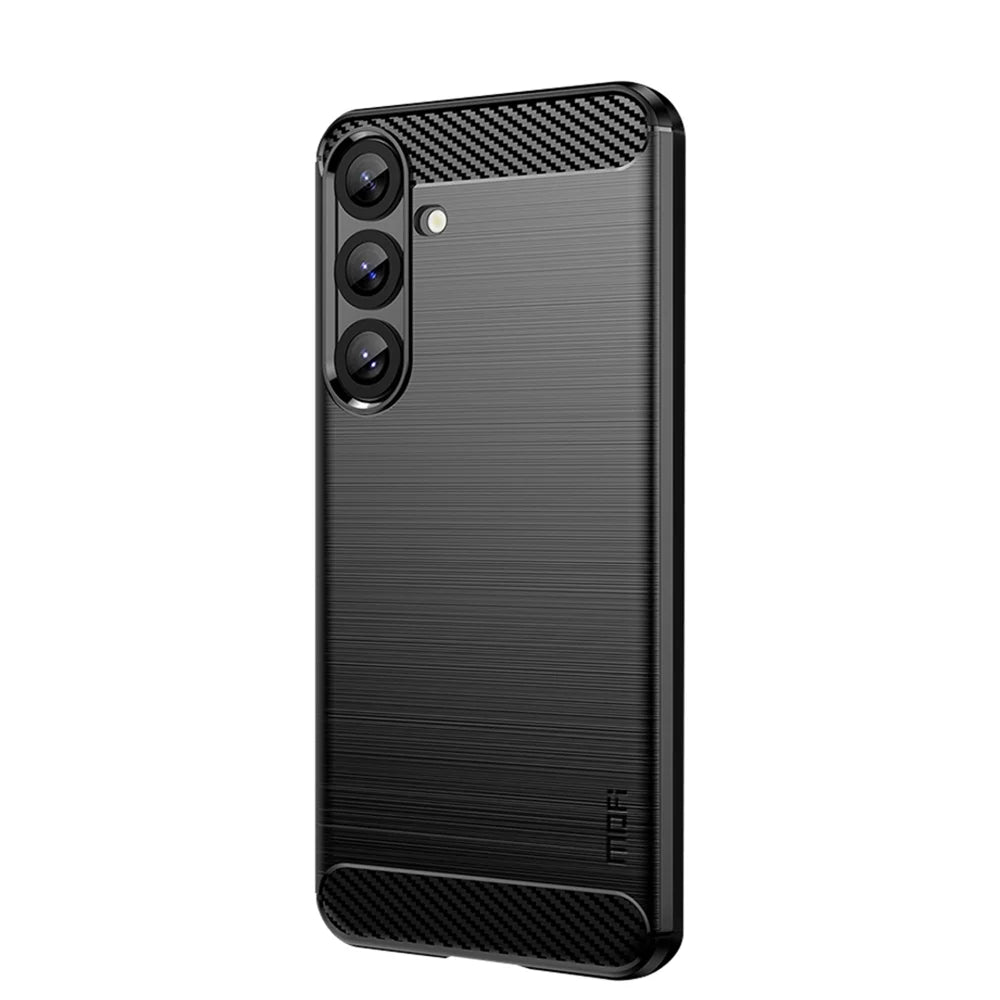 MOFI For Samsung Galaxy S26+ Back Cover  Brushed Texture Carbon Fiber Soft TPU Case - Black - 1