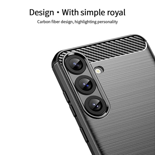 MOFI For Samsung Galaxy S26 Back Cover  Brushed Texture Carbon Fiber Soft TPU Case - Black - 2