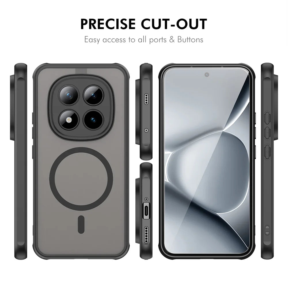 ENKAY HAT PRINCE For Xiaomi Poco M8 5G / Xiaomi Redmi Note 15 4G (Global) / Xiaomi Redmi Note 15 5G (Global)   Magnetic Case with Tempered Glass Support Ultrasonic Unlocking PC TPU Matte Phone Cover - Black - 5