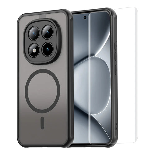 ENKAY HAT PRINCE For Xiaomi Poco M8 Pro 5G / Xiaomi Redmi Note 15 Pro+ 5G (Global)   Magnetic Case with Tempered Glass Support Ultrasonic Unlocking PC TPU Matte Phone Cover - Black - 1