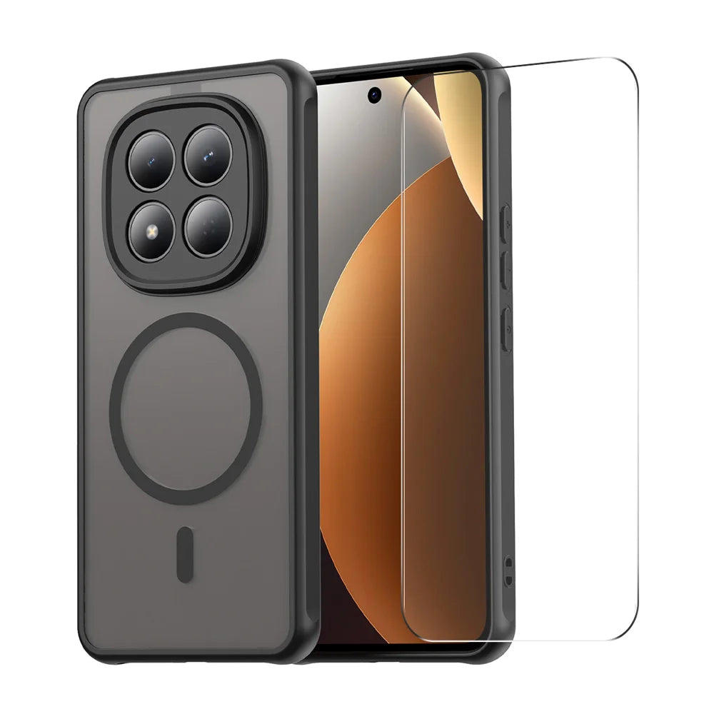ENKAY HAT PRINCE For Xiaomi Redmi Note 15 Pro 4G (Global)   Magnetic Case with 9H Tempered Glass PC TPU Matte Phone Cover - Black - 1