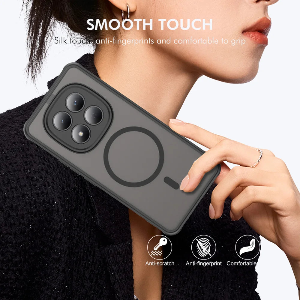 ENKAY HAT PRINCE For Xiaomi Redmi Note 15 Pro 4G (Global)   Magnetic Case with 9H Tempered Glass PC TPU Matte Phone Cover - Black - 6