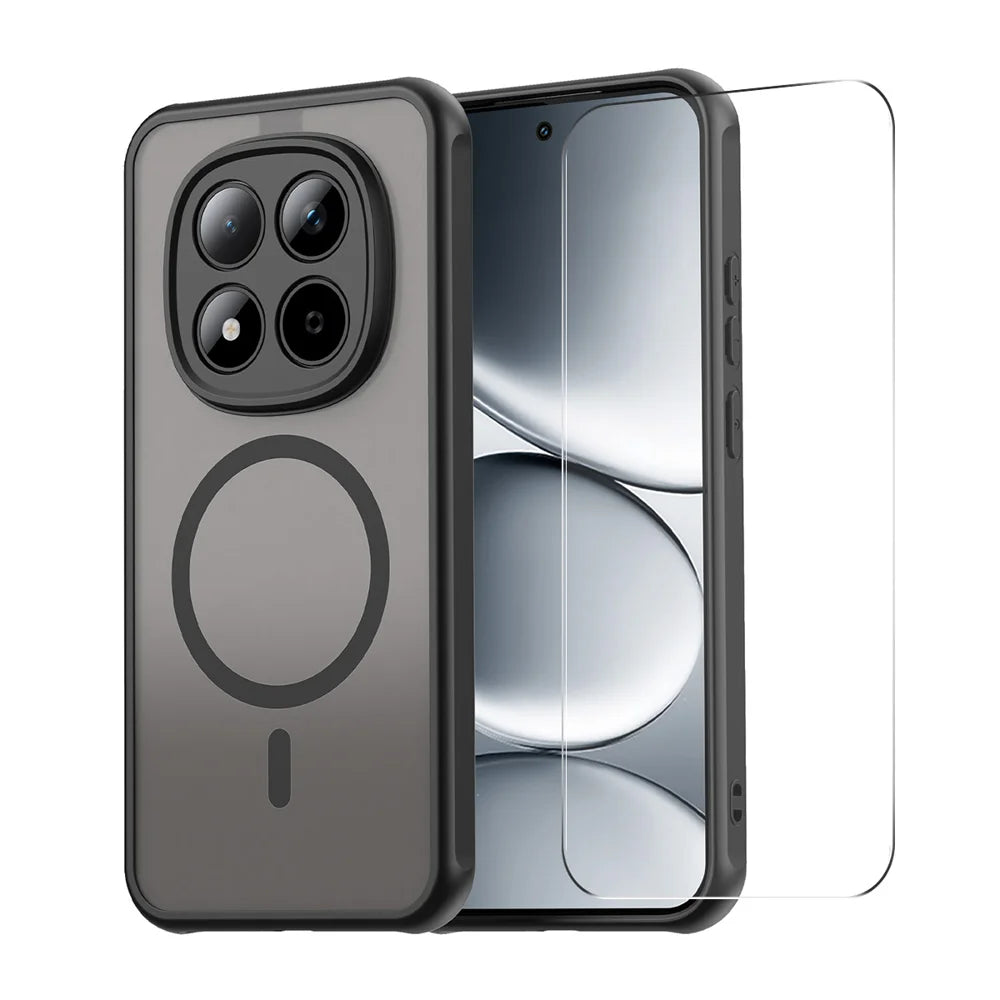 ENKAY HAT PRINCE For Xiaomi Redmi Note 15 Pro 5G (Global)   Magnetic Case with 9H Tempered Glass PC TPU Matte Phone Cover - Black - 1