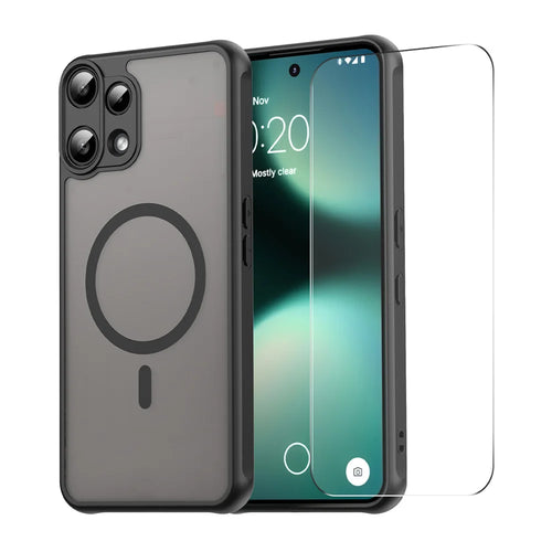 ENKAY HAT PRINCE For Nothing Phone (3a) Lite 5G   Magnetic Case with 9H Tempered Glass PC TPU Matte Phone Cover - Black - 1
