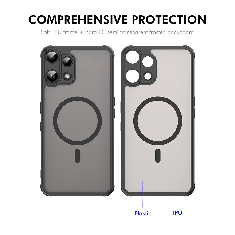 ENKAY HAT PRINCE For Nothing Phone (3a) Lite 5G   Magnetic Case with 9H Tempered Glass PC TPU Matte Phone Cover - Black - 3