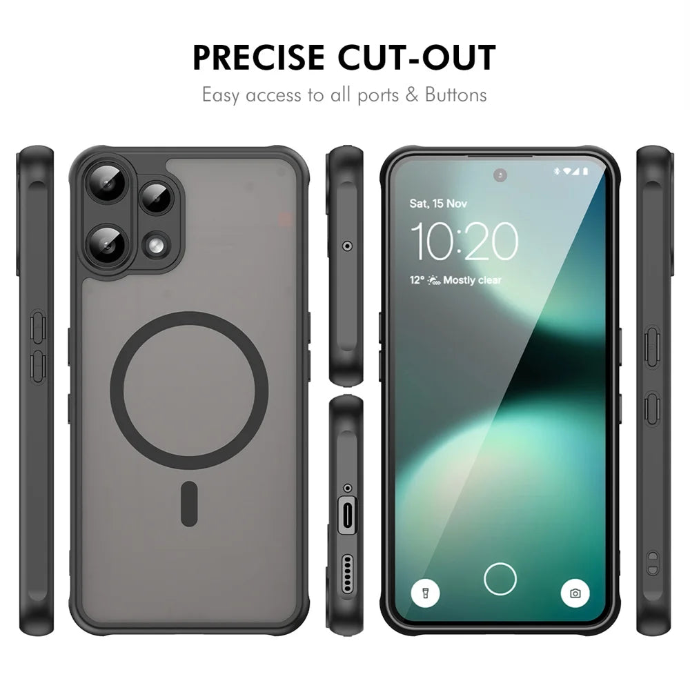 ENKAY HAT PRINCE For Nothing Phone (3a) Lite 5G   Magnetic Case with 9H Tempered Glass PC TPU Matte Phone Cover - Black - 5
