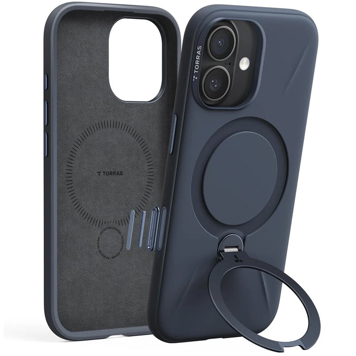 TORRAS For iPhone 17 Ostand Q3 Silicone Series Magnetic Case Kickstand Liquid Silicone + PC Phone Cover (Amazon Packaging) - Midnight Blue - 1