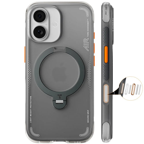 TORRAS For iPhone 17  Ostand Q3 Air Series Magnetic Case with Kickstand Shockproof PC + TPU Phone Cover - Black - 1