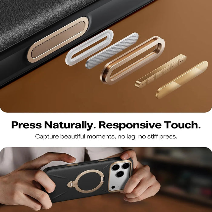 TORRAS For iPhone 17 Ostand Q3 VegSkin Series Magnetic Case with Kickstand Microfiber Leather Phone Back Cover (Amazon Packaging) - Black - 7