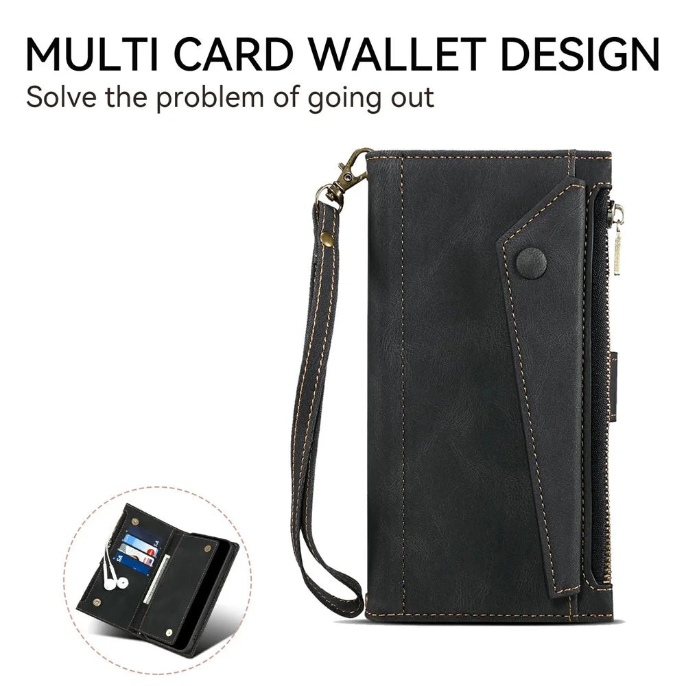ESEBLE Star Series For iPhone X / XS Case Zipper Wallet Leather Stand Phone Cover - Black - 6