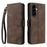AZNS A2 for Samsung Galaxy A37 5G Leather Case with Wrist Strap RFID Blocking Wallet Stand Phone Cover - Brown - 1