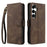 AZNS A2 for Samsung Galaxy S25+ Leather Case with Wrist Strap RFID Blocking Wallet Stand Phone Cover - Brown - 1