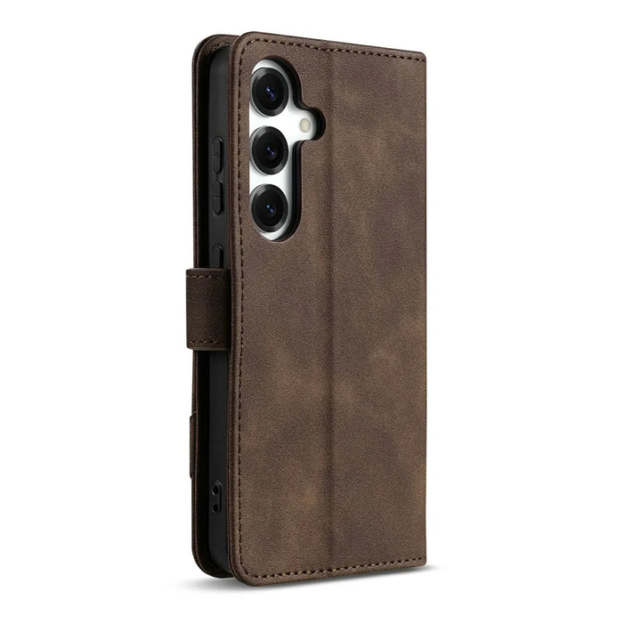 AZNS A2 for Samsung Galaxy S25+ Leather Case with Wrist Strap RFID Blocking Wallet Stand Phone Cover - Brown - 5