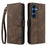 AZNS A2 for Samsung Galaxy S26+ Leather Case with Wrist Strap RFID Blocking Wallet Stand Phone Cover - Brown - 1